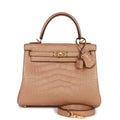Hermes Kelly Retourne 25 Chai Matte Alligator Gold Hardware