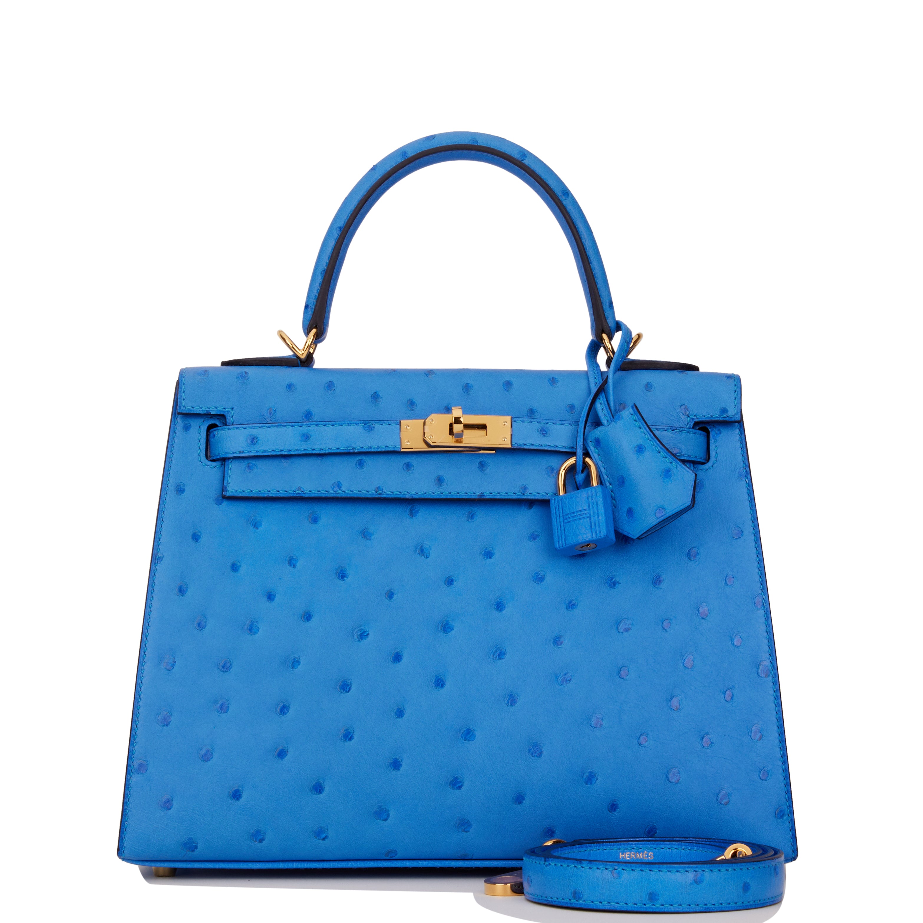 Hermes Kelly Sellier 25 Bleuet Ostrich Gold Hardware - Payment 1 for VG