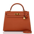 Hermes Kelly Sellier 32 Sienne Epsom Gold Hardware