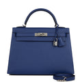 Hermes Kelly Sellier 32 Bleu Saphir Epsom Palladium Hardware