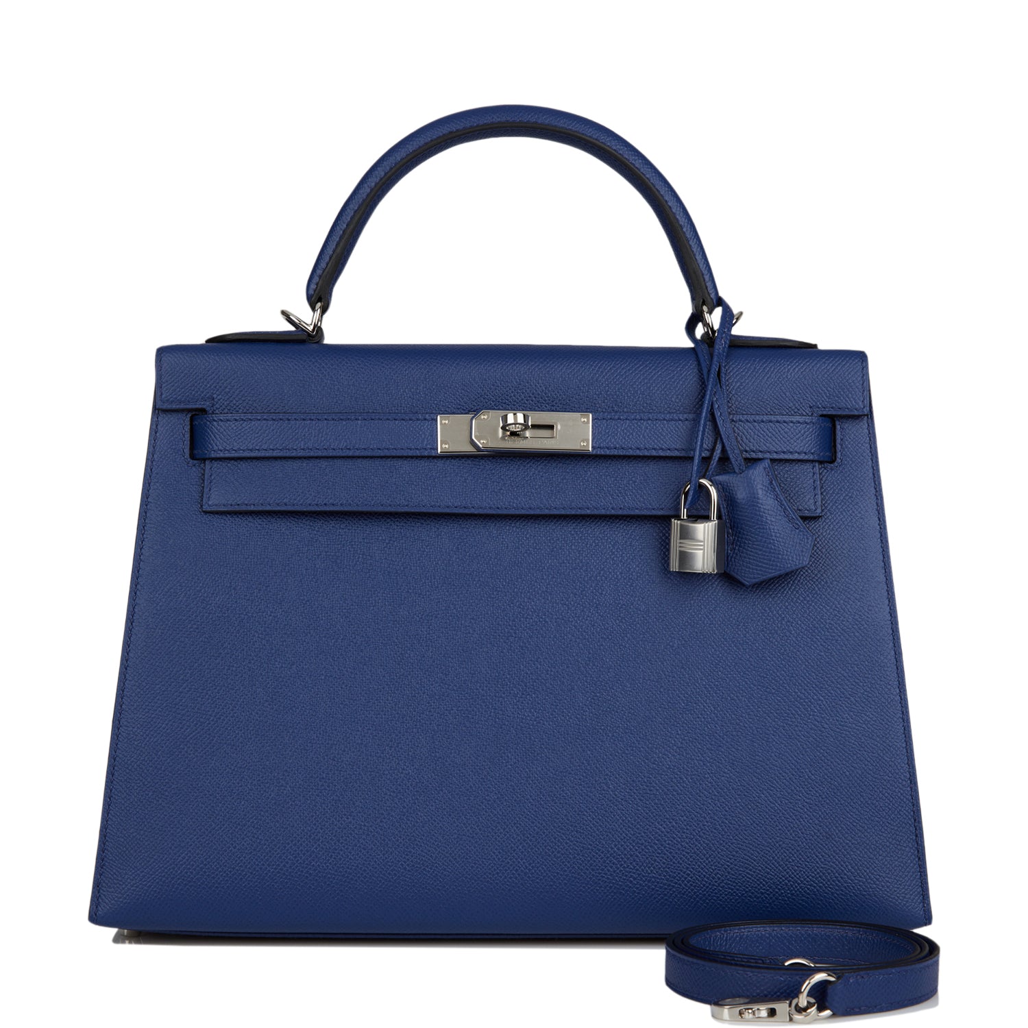 Hermes Kelly Sellier 32 Bleu Saphir Epsom Palladium Hardware