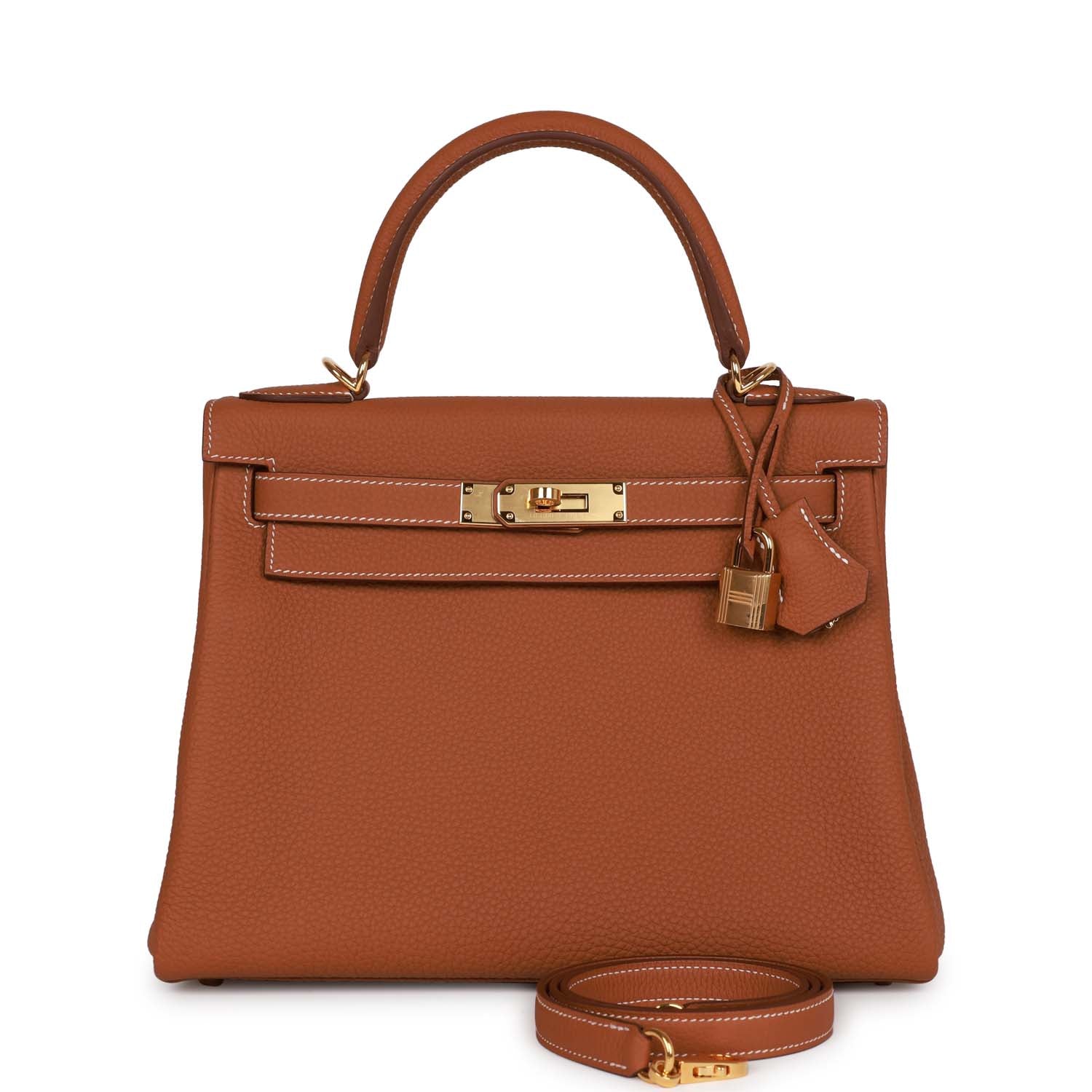 Pre-owned Hermes Kelly Retourne 28 Gold Togo Gold Hardware