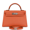 Hermes Kelly Sellier 20 Orange Verso Ch√®vre Palladium Hardware