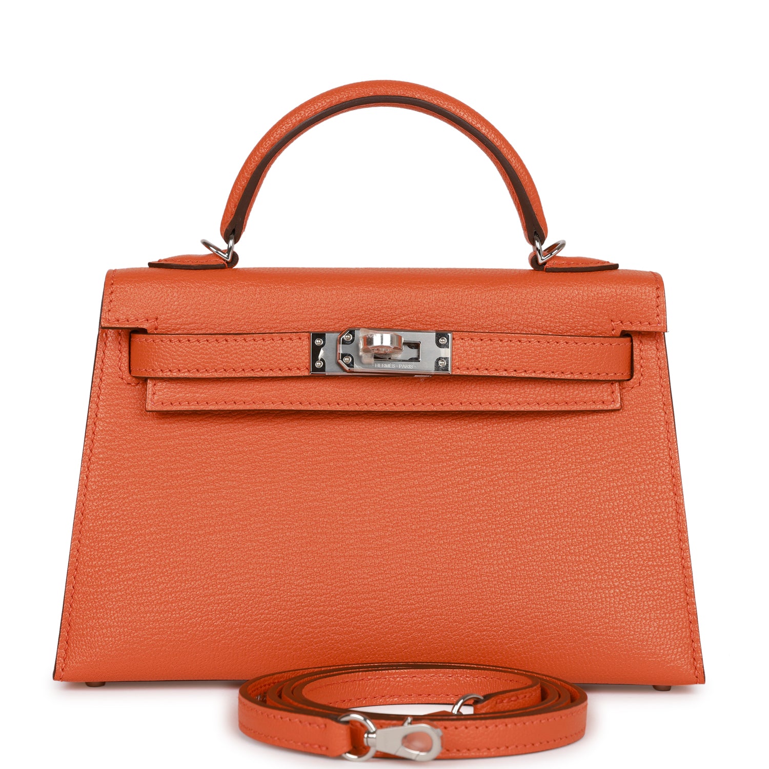 Hermes Kelly Sellier 20 Orange Verso Ch√®vre Palladium Hardware