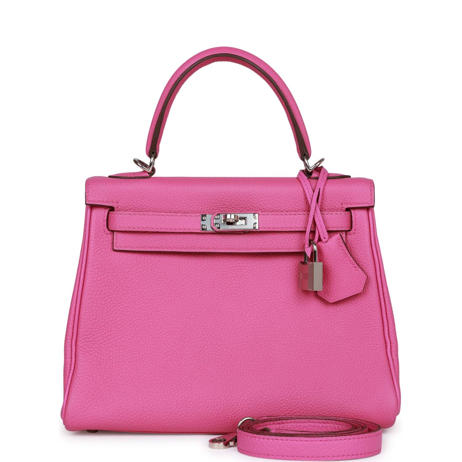 Pre-owned Hermes Kelly Retourne 25 Magnolia Togo Palladium Hardware