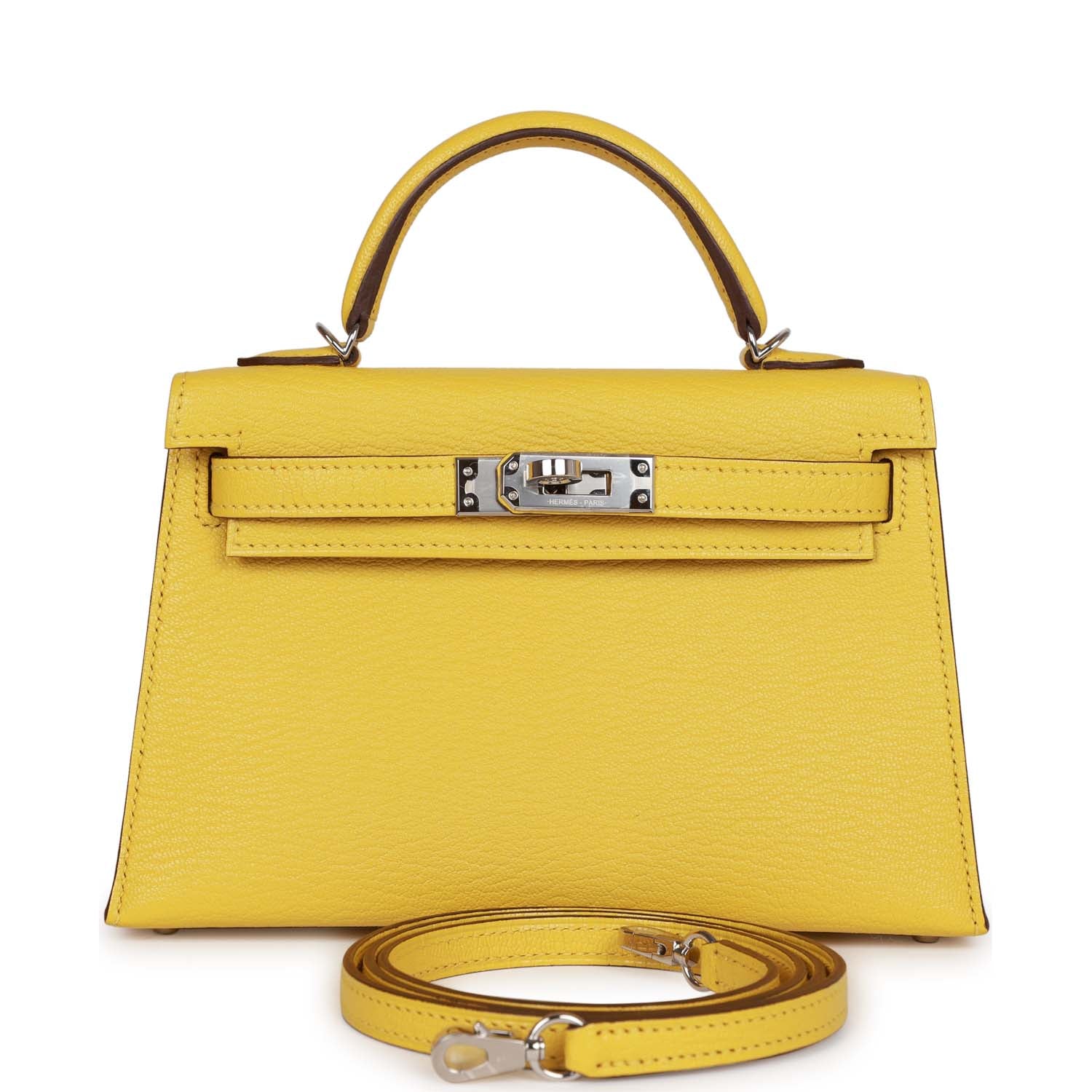 Hermes Kelly Sellier 20 Jaune de Naples Verso Ch√®vre Palladium Hardware