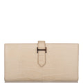 Pre-owned Hermes Bearn Wallet Beton Matte Alligator Palladium Hardware