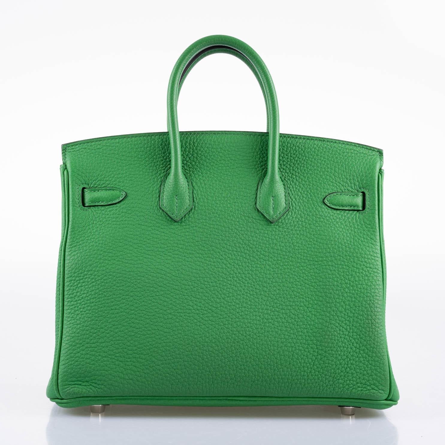 Hermès Birkin 25 Bambou (Bamboo) Green Togo with Palladium Hardware - 2014, R Square