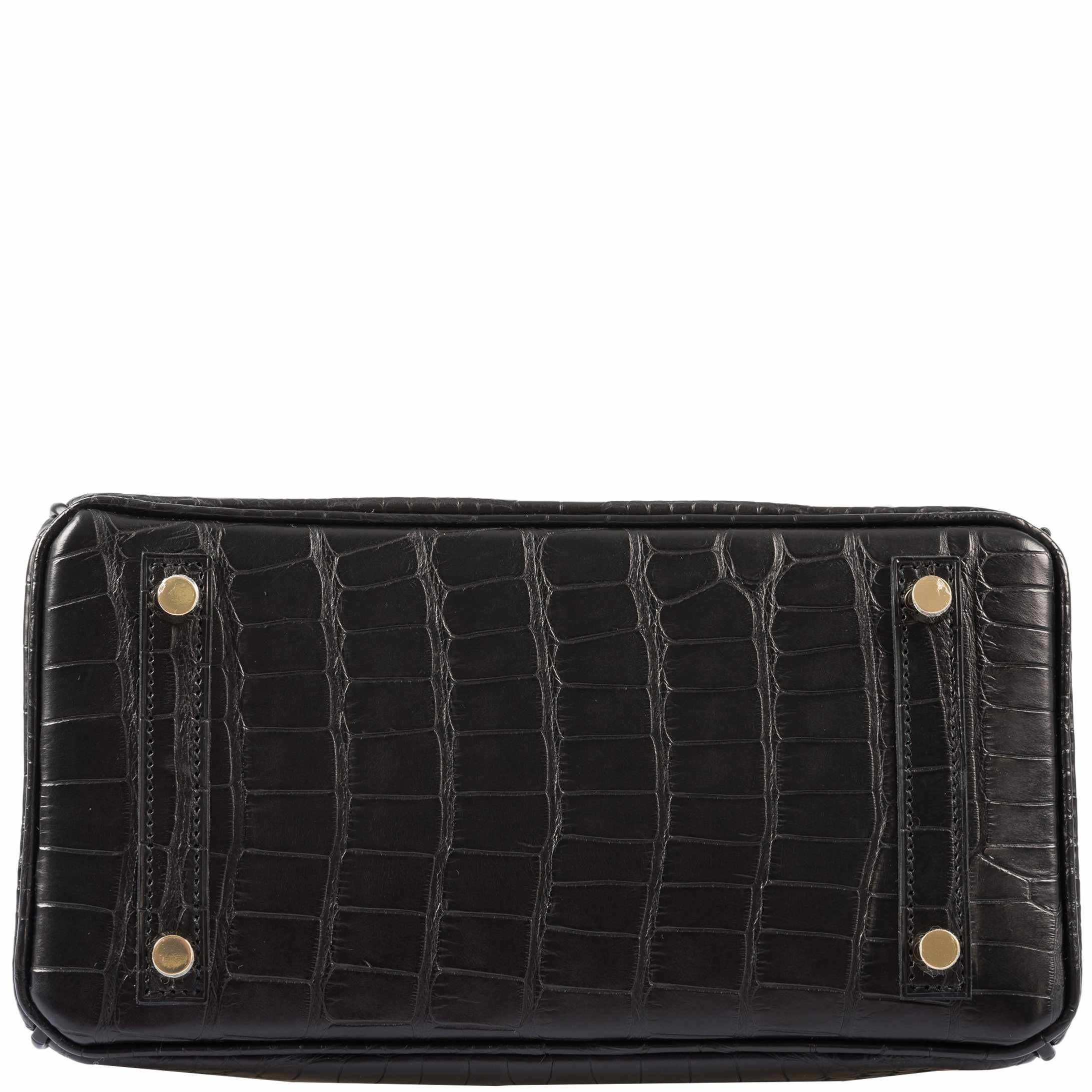 Hermès Birkin 25 Black Matte Alligator Gold Hardware