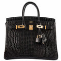 Hermès Birkin 25 Black Matte Alligator Gold Hardware