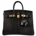 Hermès Birkin 25 Black Matte Alligator Gold Hardware