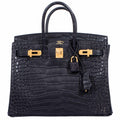 Hermès Birkin 25 Black Matte Alligator Gold Hardware