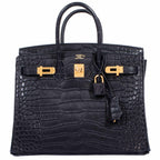 Hermès Birkin 25 Black Matte Alligator Gold Hardware