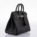 Hermès Birkin 25 Black Ostrich Rose Gold Hardware - 2021, Z