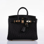 Hermès Birkin 25 Black Ostrich Rose Gold Hardware - 2021, Z
