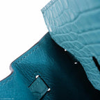 Hermès Birkin 25 Blue Saint Cyr Matte Alligator Palladium Hardware