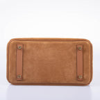 Hermès Birkin 25 Grizzly Gold Veau Doblis Suede and Gold Swift with Gold Hardware