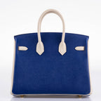 Hermès Birkin 25 HSS Bi-Color Blue Electrique & Craie Epsom Brushed Gold Hardware - 2016, X