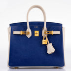 Hermès Birkin 25 HSS Bi-Color Blue Electrique & Craie Epsom Brushed Gold Hardware - 2016, X