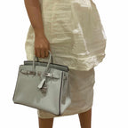 Hermès Birkin 25 HSS Bi-Color Gris Perle and Raisin Chevre Brushed Palladium Hardware - Special Edition