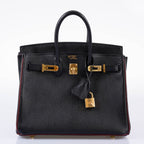 Hermès Birkin 25 HSS Black Chèvre with Rouge H Piping & Interior with Gold Hardware