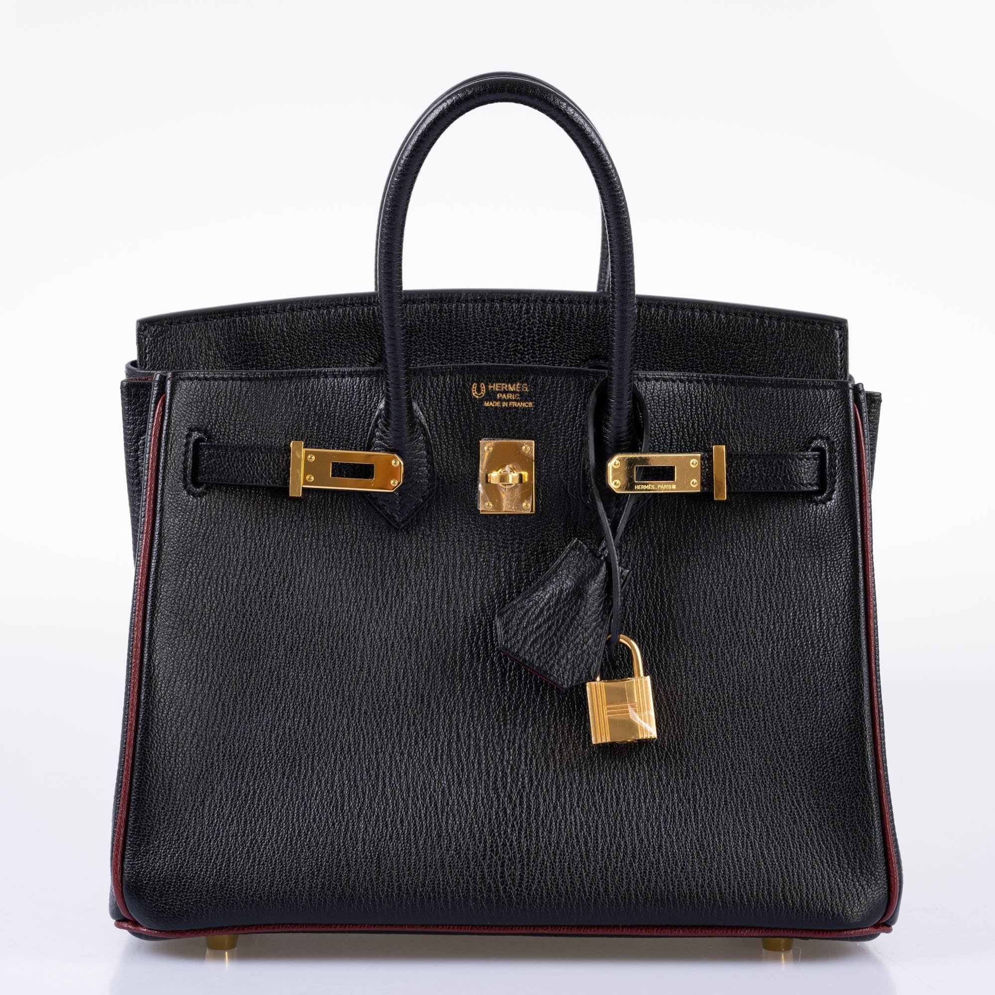 Hermès Birkin 25 HSS Black Chèvre with Rouge H Piping & Interior with Gold Hardware