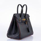 Hermès Birkin 25 HSS Black Chèvre with Rouge H Piping & Interior with Gold Hardware