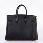 Hermès Birkin 25 HSS Black Chèvre with Rouge H Piping & Interior with Gold Hardware