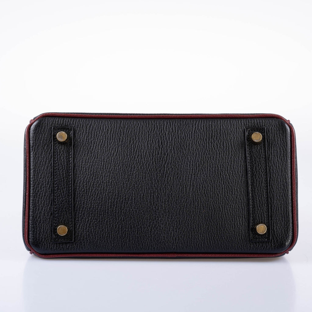 Hermès Birkin 25 HSS Black Chèvre with Rouge H Piping & Interior with Gold Hardware