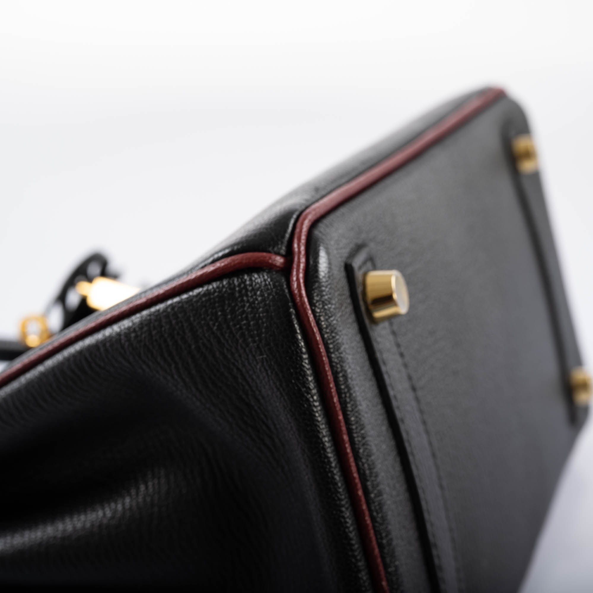 Hermès Birkin 25 HSS Black Chèvre with Rouge H Piping & Interior with Gold Hardware