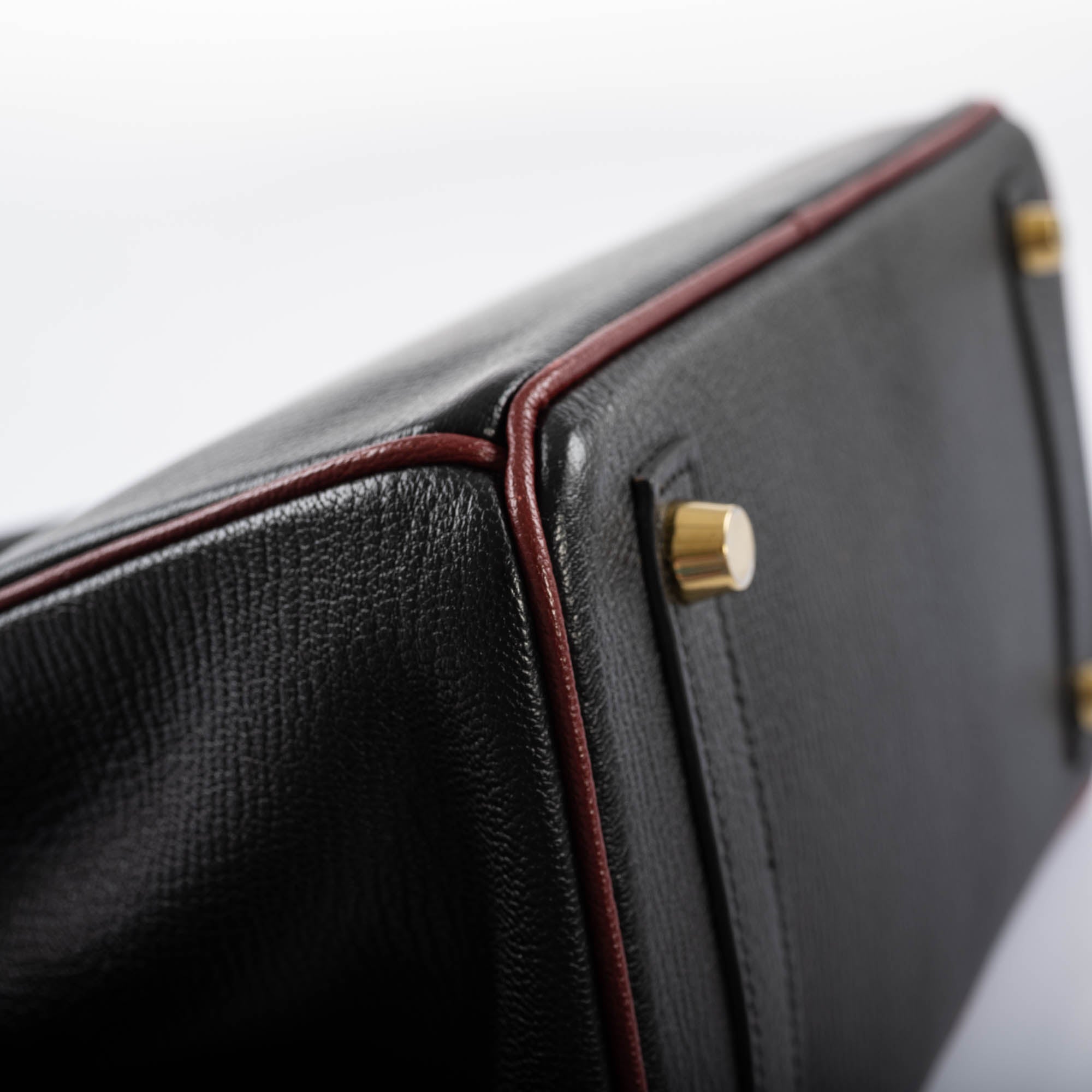 Hermès Birkin 25 HSS Black Chèvre with Rouge H Piping & Interior with Gold Hardware