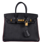 Hermès Birkin 25 HSS Black Chèvre with Rouge H Piping & Interior with Gold Hardware