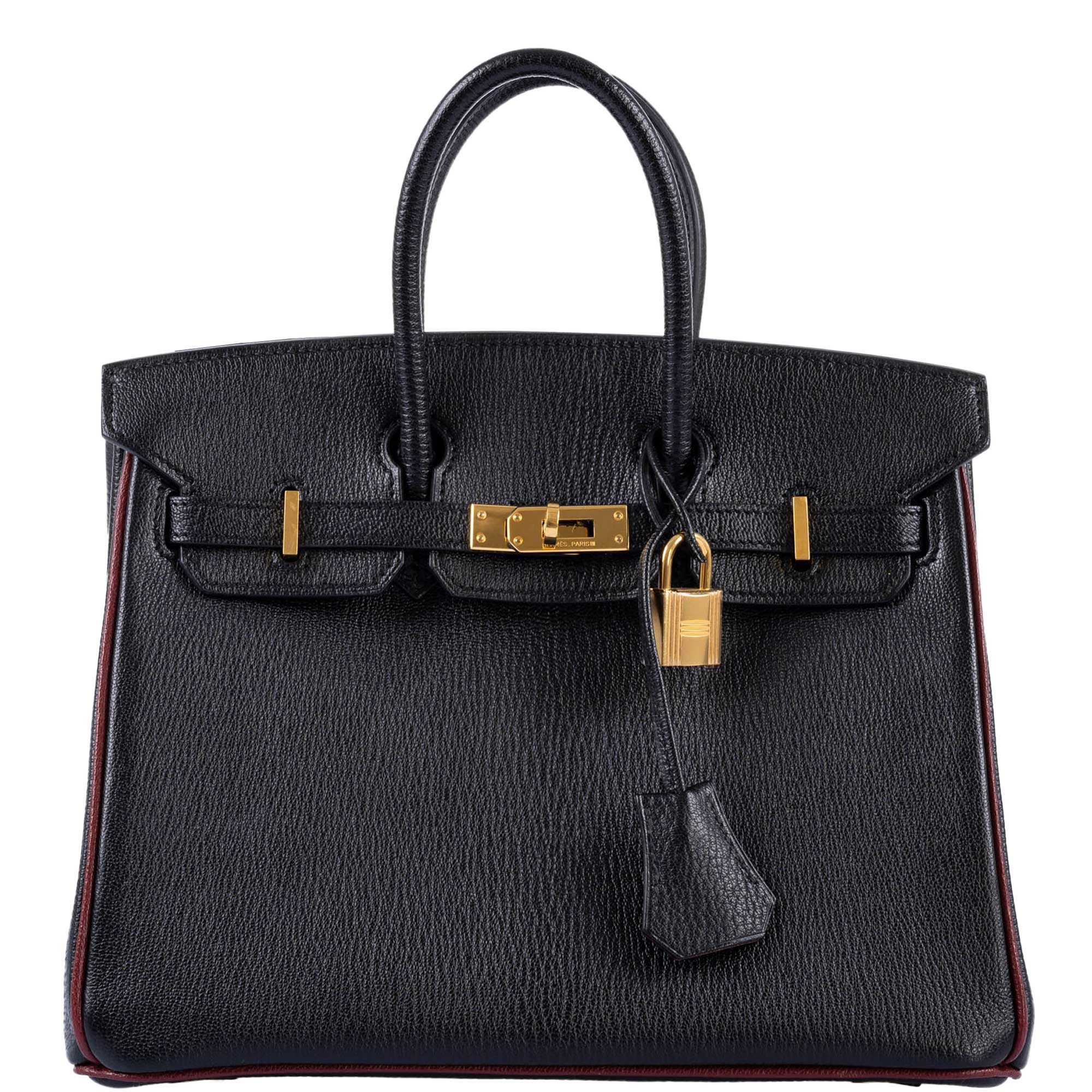 Hermès Birkin 25 HSS Black Chèvre with Rouge H Piping & Interior with Gold Hardware