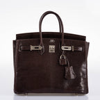 Hermès Birkin 25 Havane Nilo Lizard with Palladium Hardware - 2007, K Square