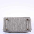 Hermès Birkin 25 Matte Gris Perle Alligator Gold Hardware - 2019, D