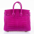 Hermès Birkin 25 Rose Scheherazade Porosus Crocodile Palladium Hardware
