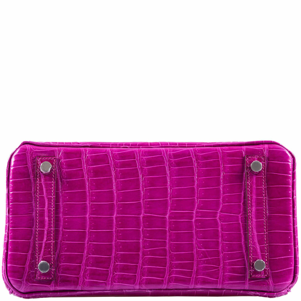 Hermès Birkin 25 Rose Scheherazade Porosus Crocodile Palladium Hardware