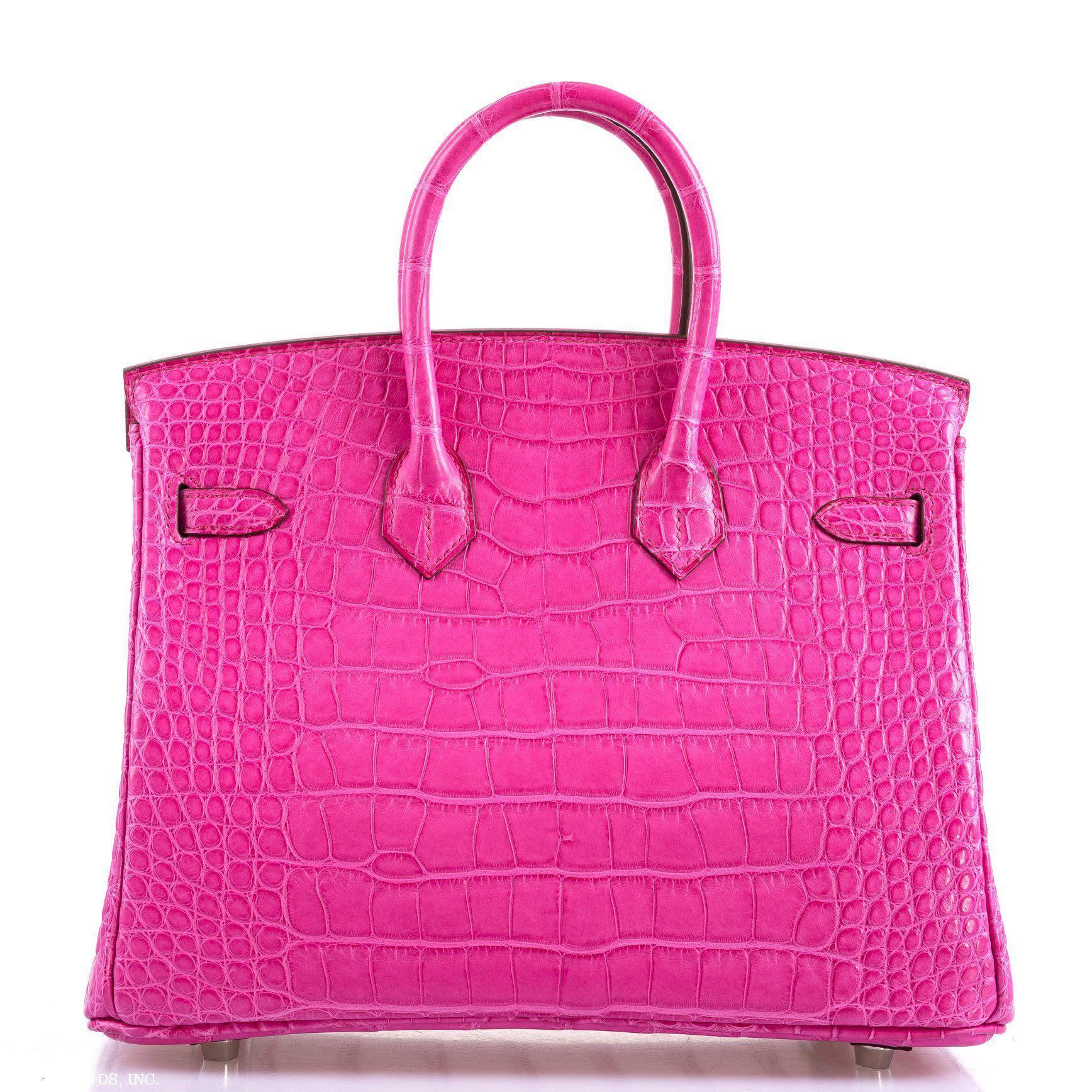 Hermès Birkin 25 Rose Shocking Matte Alligator Palladium Hardware- 2020,Y