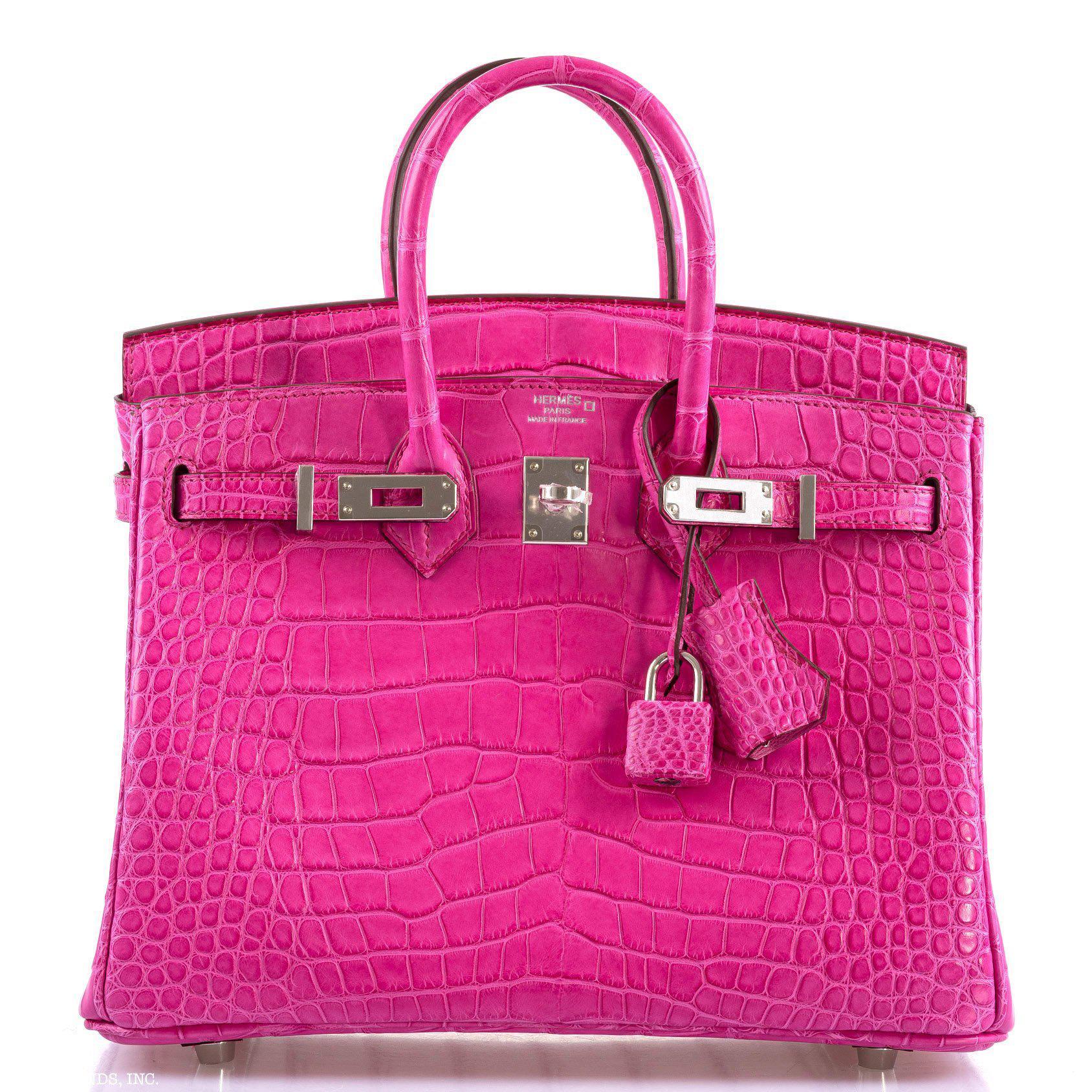 Hermès Birkin 25 Rose Shocking Matte Alligator Palladium Hardware- 2020,Y
