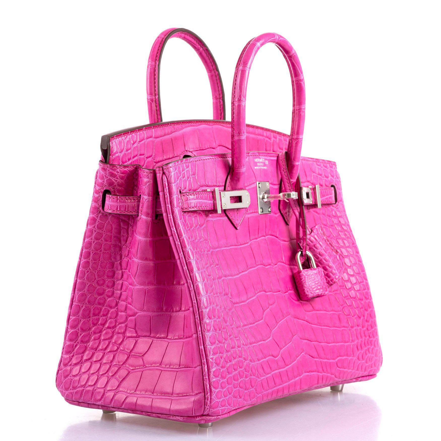 Hermès Birkin 25 Rose Shocking Matte Alligator Palladium Hardware- 2020,Y