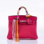 Hermès Birkin 25 Rouge de Coeur Shiny Porosus Crocodile 18K White Gold Hardware & Diamonds - 2020, Y