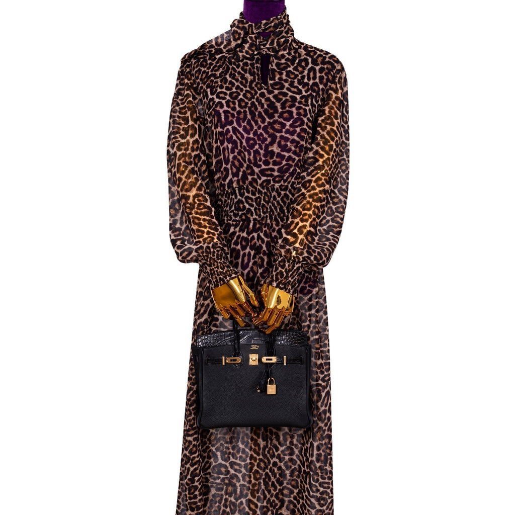 Hermès Birkin 25 Touch Black Togo and Matte Alligator Gold Hardware