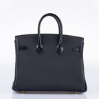 Hermès Birkin 25 Touch Black Togo and Matte Alligator Gold Hardware