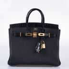 Hermès Birkin 25 Touch Black Togo and Matte Alligator Gold Hardware