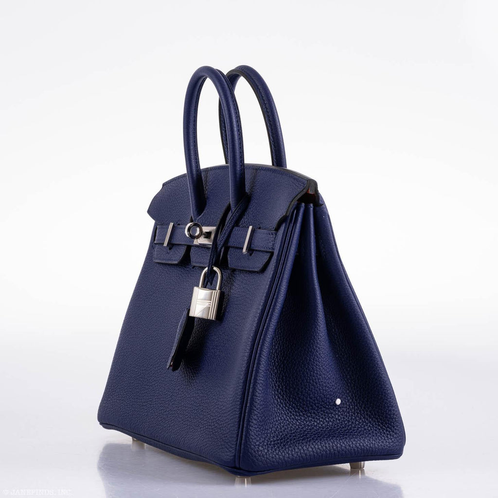 Hermès Birkin 25 Verso Blue Encre Togo & Orange H with Palladium Hardware - 2020, Y