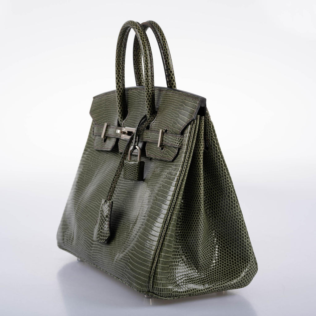 Hermès Birkin 25 Vert Olive Salvator Lizard with Palladium Hardware - 2008, L Square