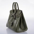 Hermès Birkin 25 Vert Olive Salvator Lizard with Palladium Hardware - 2008, L Square
