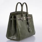 Hermès Birkin 25 Vert Olive Salvator Lizard with Palladium Hardware - 2008, L Square