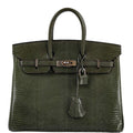 Hermès Birkin 25 Vert Olive Salvator Lizard with Palladium Hardware - 2008, L Square
