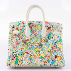 Hermès Birkin 25 White Epsom “Rainbow Fizz” Palladium Hardware * JaneFinds Custom Shop